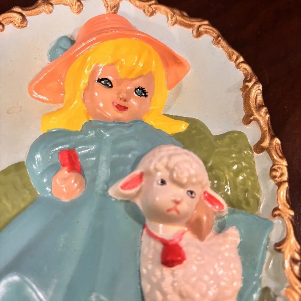 Vintage Nursery Rhyme Wall Plaques Little Jack Horner Mary Had a Little Lamb Set